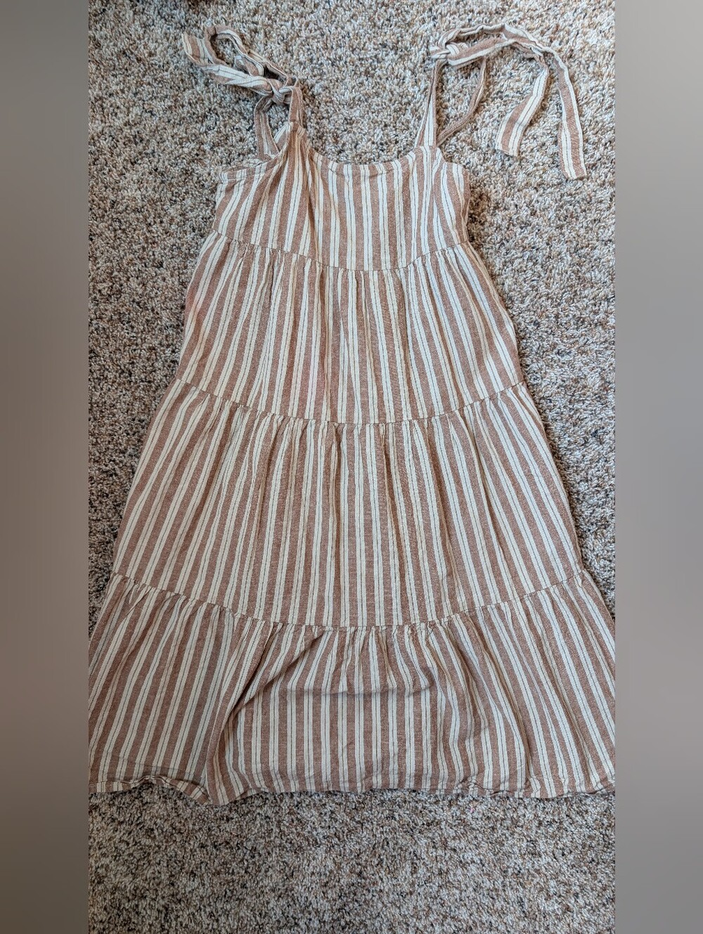 Rylee + Cru Brown & Cream Striped Tiered Sundress